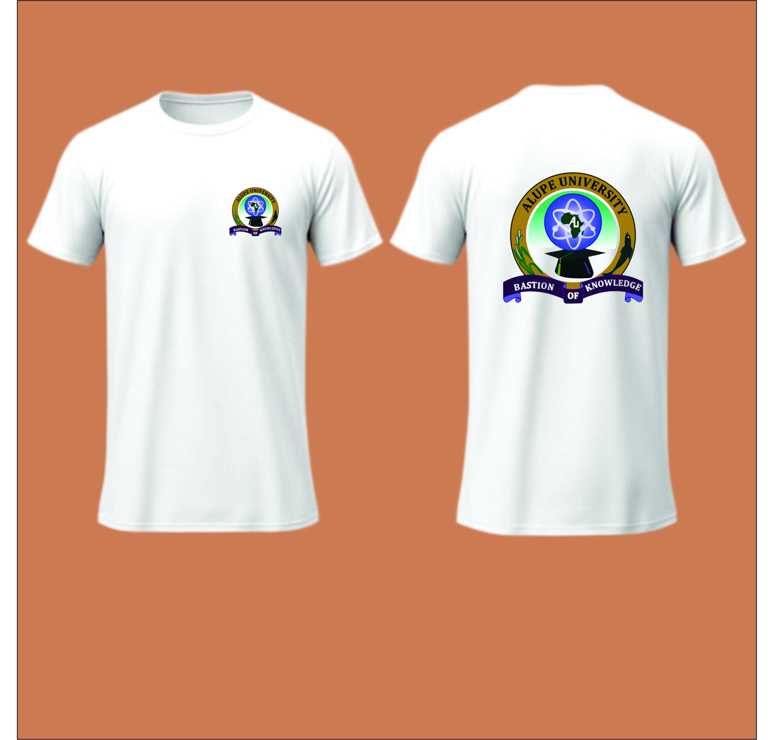 Custom white T-shirt printed for Alupe University by Jumotas Technologies